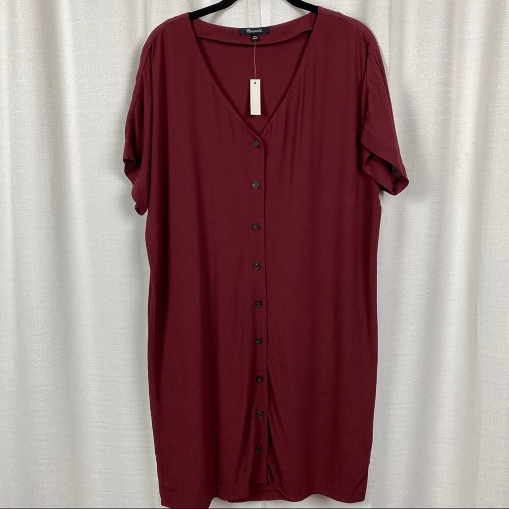 Madewell Burgundy Button Front easy Day Dress Sz.XXS NWT - Picture 5 of 12